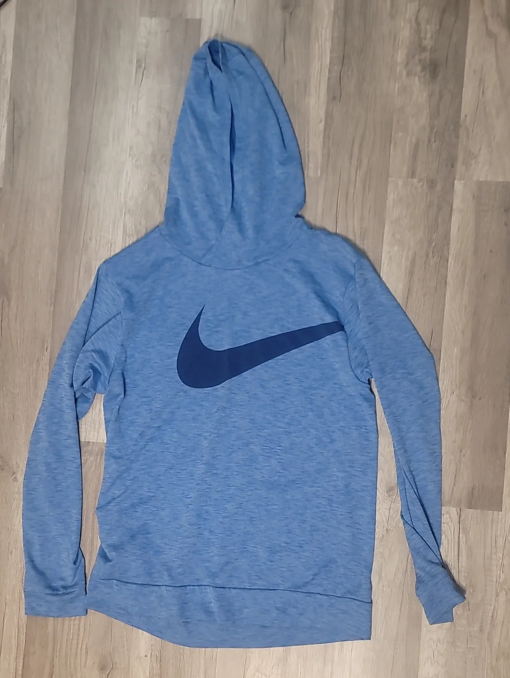 Nike Light Blue Hoodie with Dark Blue Swoosh Youth Xl Dri Fit